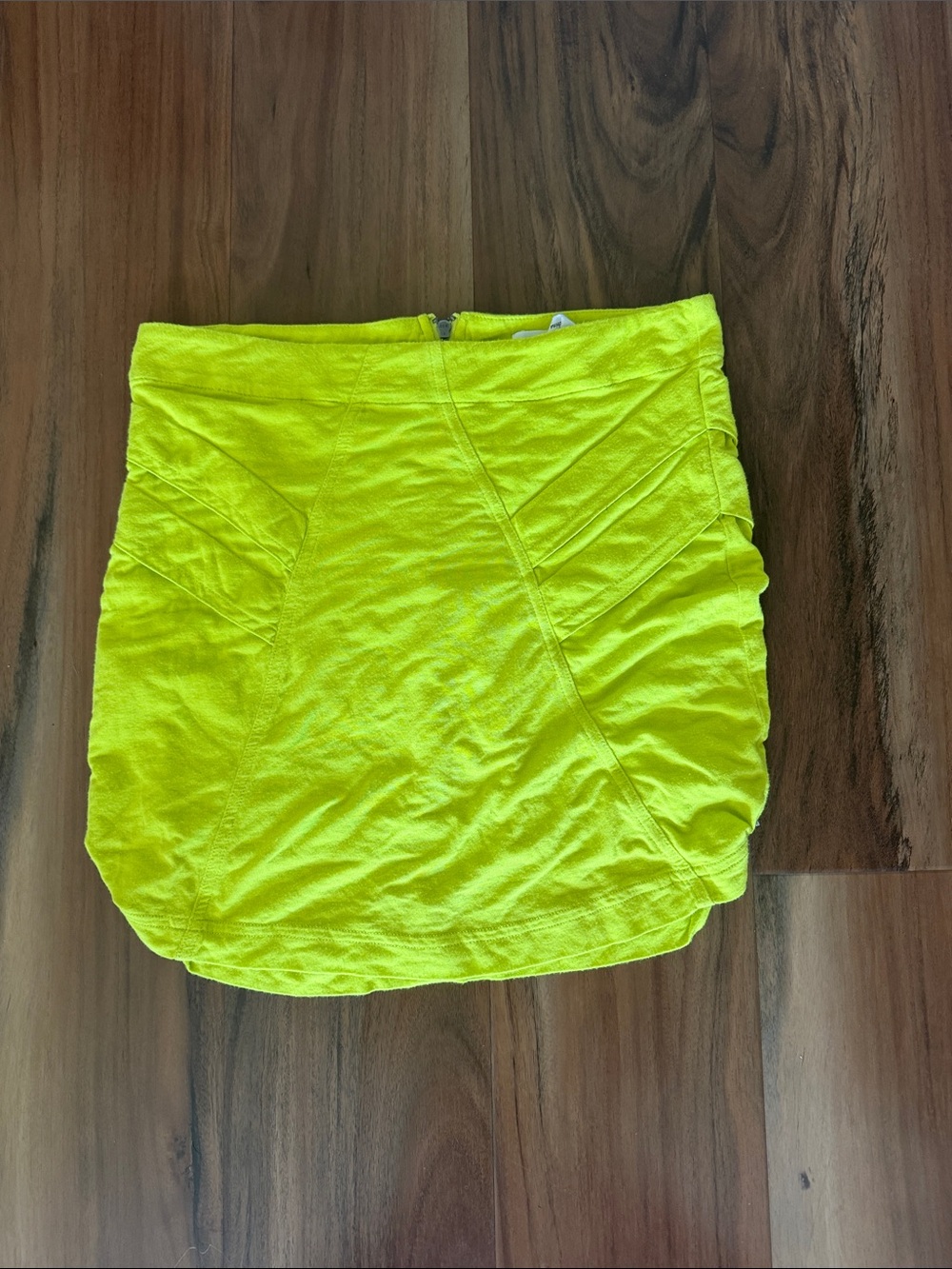 BCBGeneration Neon Lime Ruched Mini Skirt